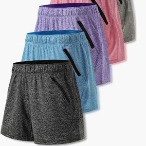 Liberty Imports 5 Pack Women's 5" Quick Dry Yoga Training Shorts with Zipper